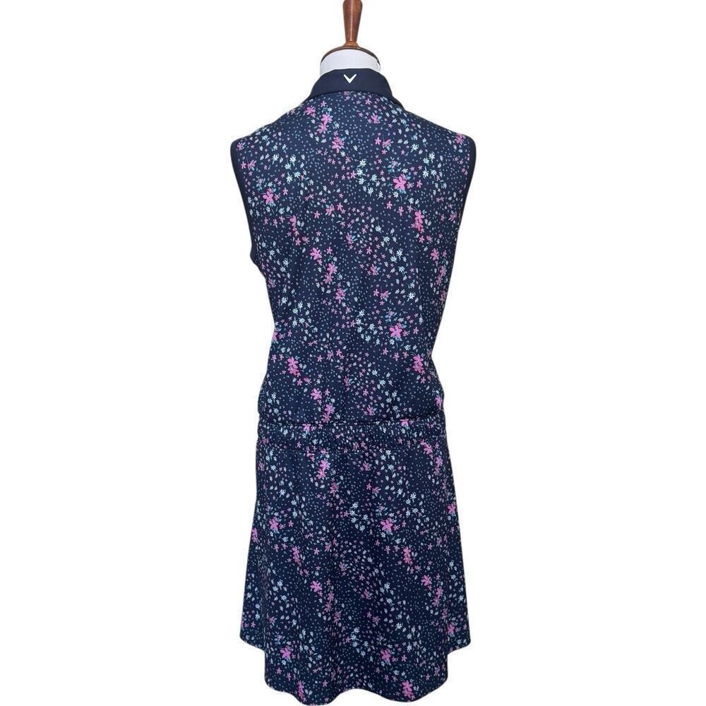 Callaway Opti-Dri Floral Print Sleeveless Mini Golf Dress Navy Women's Size XL - Picture 7 of 14